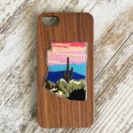Funda de madera con parche de cactus Arizona