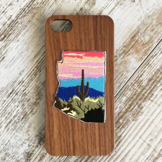 Funda de madera con parche de cactus Arizona