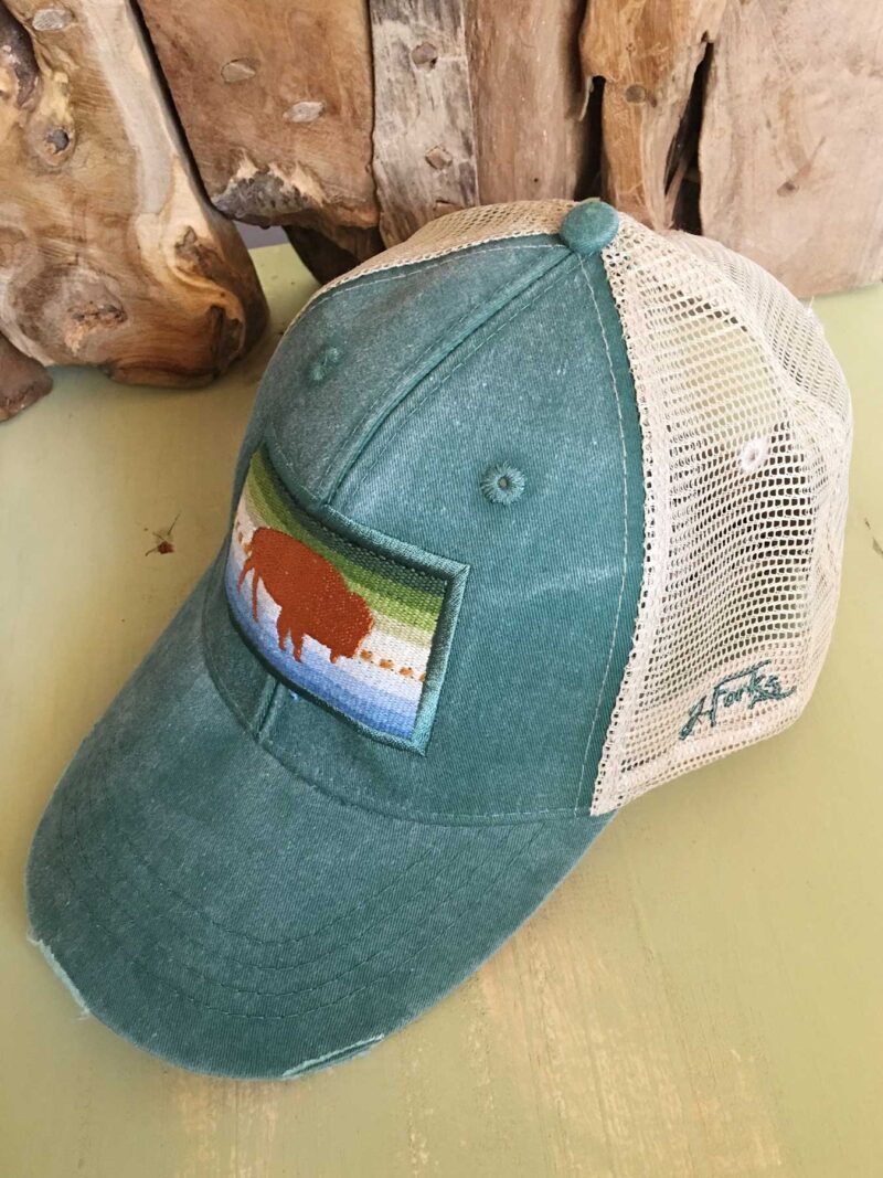 GORRA TURQUESA CON BUFALO BORDADO J.FORKS GORRA TURQUESA CON BUFALO BORDADO J.FORKS
