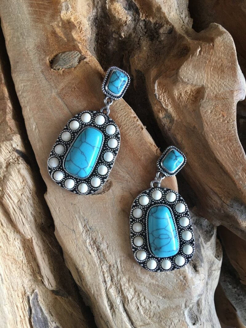 Pendientes Blanco y Turquesa Pendientes Blanco y Turquesa