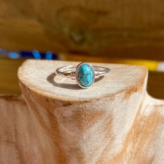 Anillo Acero Inoxidable Turquesa Dainty