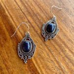 Pendientes azul marino y plata Luna Nueva
