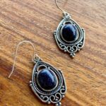 Pendientes azul marino y plata Luna Nueva