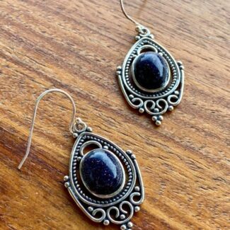 Pendientes azul marino y plata Luna Nueva