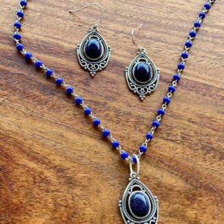 Pendientes azul marino y plata Luna Nueva
