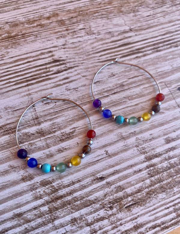 pendientes-chakra-acero-I Pendientes Chakra de Acero con siete bolitas de cristal.