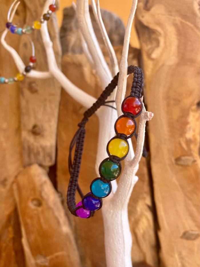 pulsera-chakra-trenzada-II Pulsera Chakra trenzada con siete bolitas de cristal