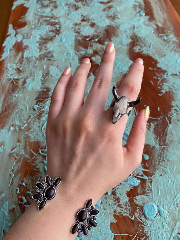 pulsera-plata-envejecida-negra-IV pulsera-plata-envejecida-negra-estilo-boho-country-nativo-americano-pulsera-ajustable-fina